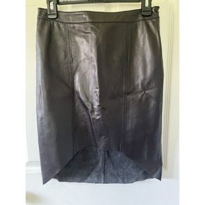 COPY - NWT $228 TROUVE NORDSTROM CURVED HEM BLACK LEATHER SKIRT Sz 4